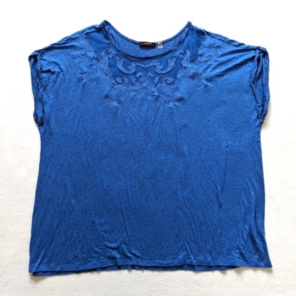 Dex cuffed sleeve mesh floral embroidered blouse women's 2X - Picture 1 of 9
